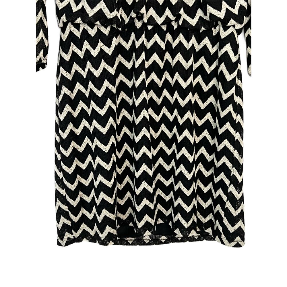 City Triangles Black White Chevron 3/4 Sleeves Loose Mini Dress Size XL Juniors - Picture 4 of 10